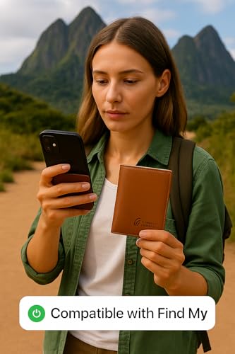 Travel Passport Holder, Wireless Charging Tracker, iOS Only – Brown - color: Brown