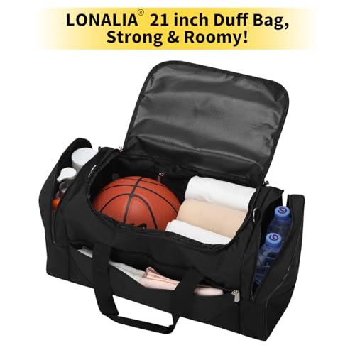 Gym Bag Sport Duffle Bag for Men, 34L / 21 inch, Black - color: Black