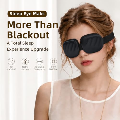 3D Contoured Sleep Mask for Women Men, 100% Blackout, Deep Cups - color: Flax Grey