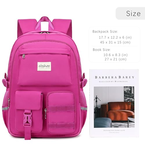 abshoo School Backpack for Girls Teen Elementary Middle High School Bookbag - color: Hot Pink