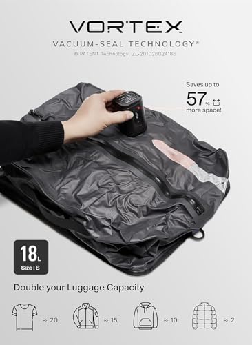 Black Voyage Reusable Vacuum Compression Travel Bag for Carry-On Suitcase and Backpack, Recycled IPX8 Waterproof Space Saver Vacpack (Gray, Small (1-Pack)) - size: Small (1-Pack)