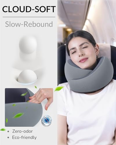 Travel Neck Pillow - Memory Foam Airplane Neck Pillow with Chin Support