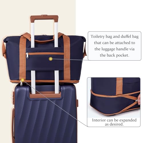 Eeeza Carry on Luggage Sets,Navy (20"/DB/TB) - color: Navy, size: 3 Piece Sets (20/DB/TB)