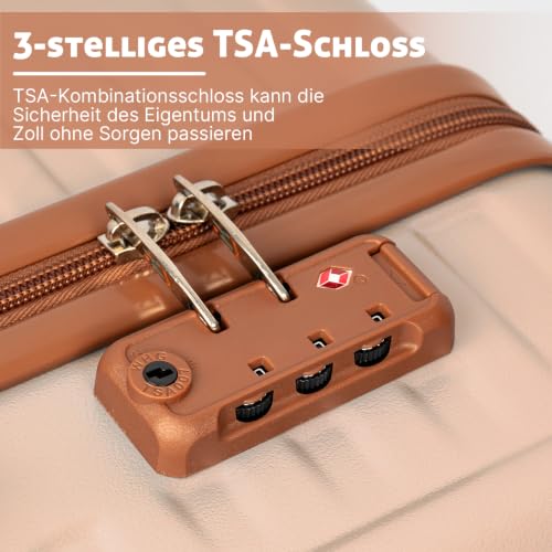 KUNEL Luggage Sets 5 Pcs suitcases with Wheels, 20/24/28Inch, RoseGold - color: RoseGold