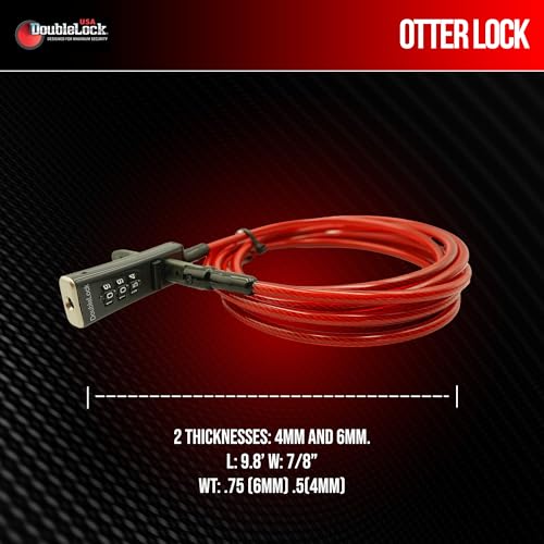 DoubleLock Otter Outdoor Tether Cable Combination Lock (6mm) – 10ft Weatherproof Steel Cable, Keyless Resettable Lock for Outdoor Gear, Bikes, Coolers, Kayaks, and Sports Equipment - size: 6mm