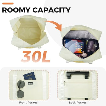 For Frontier Airlines Personal Item Bag 18x14x8 Travel Duffel Bag Carry on - color: Beige (with Shoulder Strap)