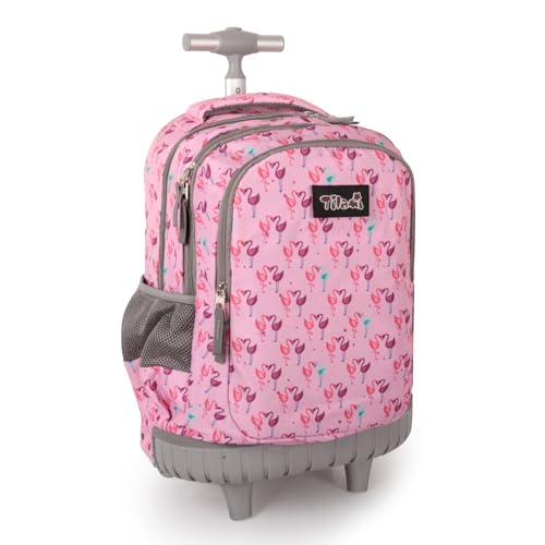 Tilami Rolling Backpack for Boys and Girls,Flamingo - color: Flamingo