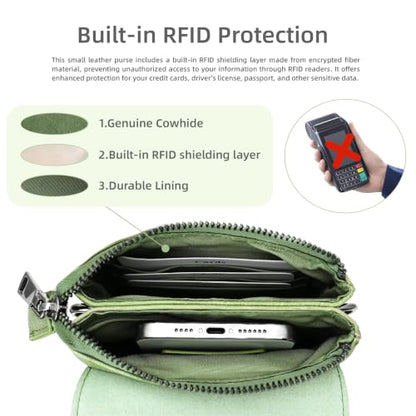 Iswee Rfid Blocking Small Crossbody Bag for Women Travel Classic Style - color: Grass Green‌