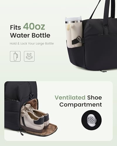 LOVEVOOK Small Gym Bag for Women with Tumbler Holder & Shoe Compartment - color: Blue, size: Small-17"