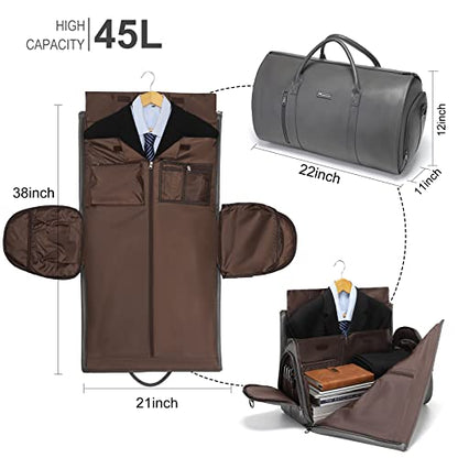 Garment Bags for Travel, 45L Carry-On Convertible Duffle with Strap - color: C-Grey