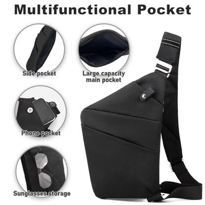 Anti Theft Travel Bag Sling Cross-body Bag Large Capacity - color: Black, style: Right Shoulder