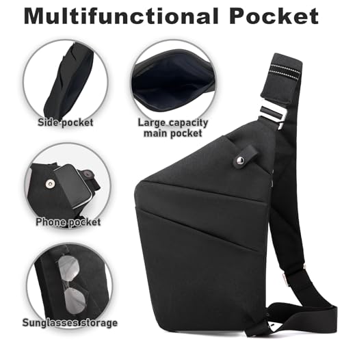 Anti Theft Travel Bag Sling Cross-body Bag Large Capacity - color: Black, style: Right Shoulder