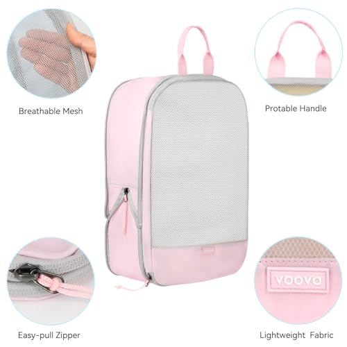 Voova Compression Packing Cubes for Travel, 6 Piece Set, Pink - color: Pink