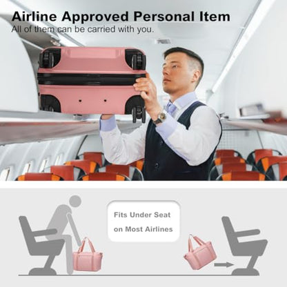 Kono Carry On Luggage Airline Approved with Spinner Wheels TSA Lock - color: Nude/Rose Pink, size: 20-inch/Db