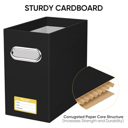 BALEINE 2PK File Organizer Box, Cardboard File Folder Organizer with Handle - color: Black, style: 2PK (Slim)