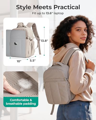 BAGSMART Camera Backpack for Women with Laptop Compartment, Coffee Brown - color: Coffee Brown