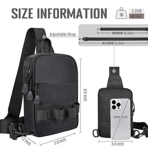 DEYACE Mini Mens Sling Bag, Small Cross Body Bag for Hiking Travel Work
