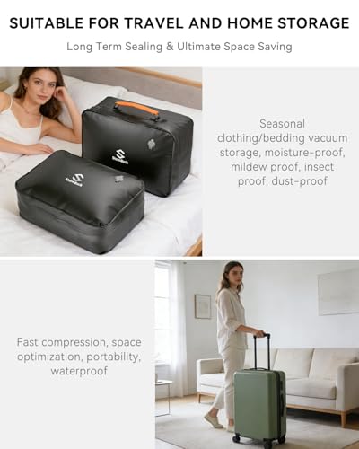 41L Travel Vacuum Bags with Pump, 180° Open,Compression Bags for Travel Luggage, Reusable IP67 Waterproof Vacuum Seal Packing Cubes for Carry On Suitcase and Backpack (3PC + Pump) - size: 3PC-PUMP