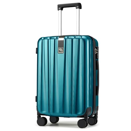 Hanke 24 Inch Luggage Suitcases With Spinner Wheels Lightweight PC Hard Shell Rolling Suitcase With Travel Lock,Checked-Medium 24-Inch(Caribbean Blue) - color: Caribbean Blue, size: 24 Inch