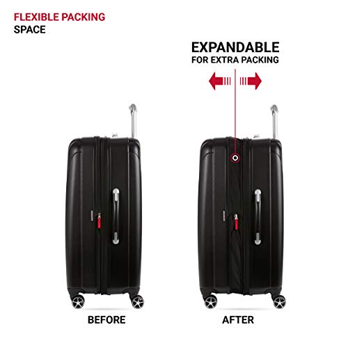 SwissGear 7585 Hardside Expandable Luggage with Spinner Wheels, Black, Checked-Medium 23-Inch - color: Black, size: Checked-Medium 23-Inch