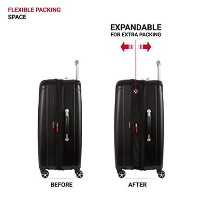 SwissGear 7585 Hardside Expandable Luggage with Spinner Wheels, Black, Checked-Medium 23-Inch - color: Black, size: Checked-Medium 23-Inch
