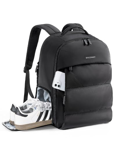 BAGSMART Travel Backpack for Women, Gym Backpack with Shoe Compartment - color: Black
