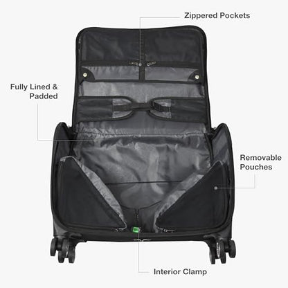 Traveler's Choice Carry-On Softside 8-Wheeled Spinner Garment Bag Luggage, Black, 21-Inch