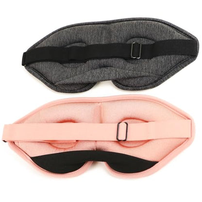 2 Pack Sleep Masks 3D Contoured Eye Mask for Sleeping - color: Darkgray&pink