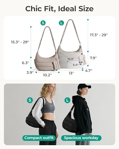 BAGSMART Crossbody Purses for Women with Adjustable Strap Small Puffer bag - color: Dark Brown, size: Medium