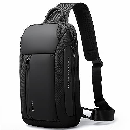 BANGE Men's Crossbody Backpack - Waterproof Shoulder Bag for Travel, Hiking & Daily Commute - color: Black