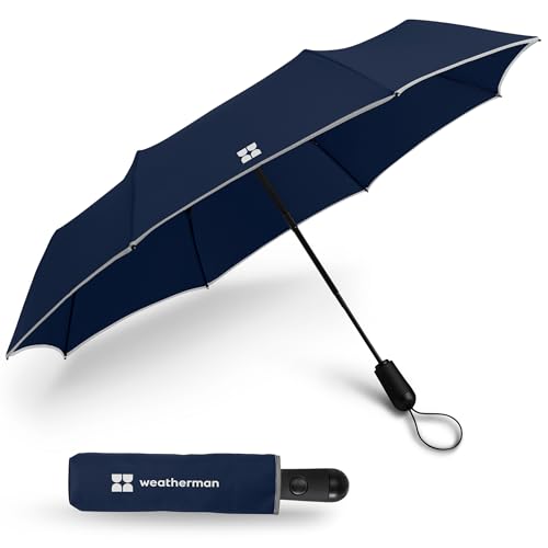 Weatherman Umbrella Premium Small Compact Mini Umbrellas for Traveling - color: Navy Blue