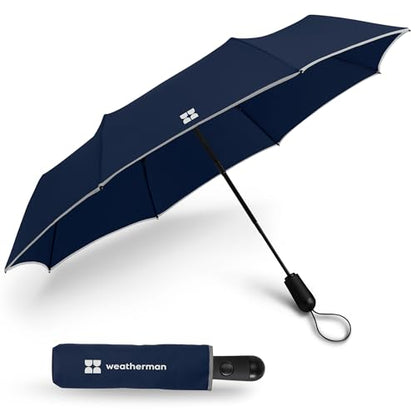 Weatherman Umbrella Premium Small Compact Mini Umbrellas for Traveling - color: Navy Blue