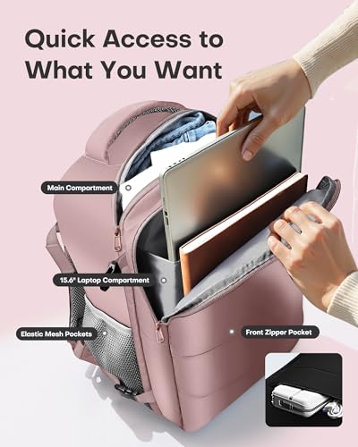 HOTOR Travel Backpack Flight Approved Bag Men Women, Medium Pink - color: Pink, size: Medium