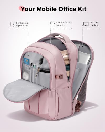 MATEIN HER 15.6-16 Inch Laptop Backpack for Women, Pink Lunch Backpack - color: Pink, size: 15.6-16 Inch