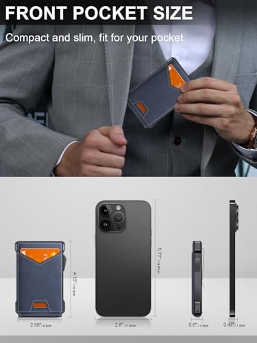 Wallet for Men RFID Wallet with 2 ID Windows & Money Clip, Slim Card Holder - color: Navy
