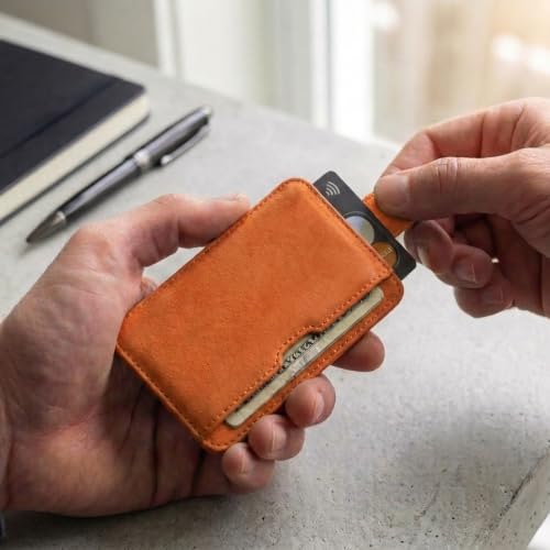 Vaultskin CHELSEA Slim Leather Card Wallet for Men, RFID (Amber) - color: Amber