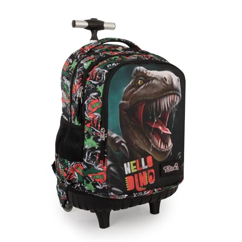 Tilami Rolling Backpack for Boys and Girls,Sunflower - color: Hello Dino