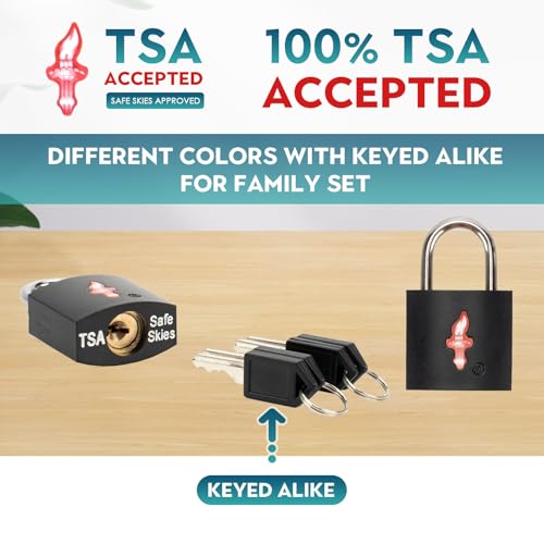 Safe Skies Keyed Alike TSA Lock 4-Pack, Black+Purple - color: black+juice