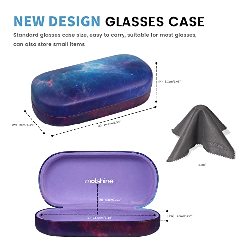 molshine Hard Shell Sunglasses Case,Classic Large Glasses Case for Women Men,Sunglass Eyeglasses - color: Purple