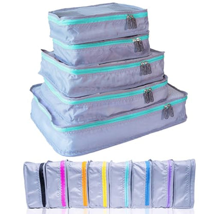 MUMI Packing Cubes Set of 5 - Mesh-Top Luggage Organizers, Aqua - color: aqua