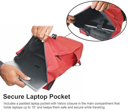 Rockville RPAK Burned Red Durable Backpack Bag with Padded Laptop Pocket - color: Red