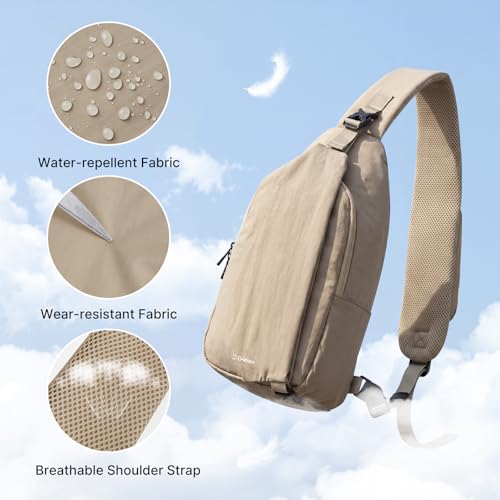 G4Free Sling Bag for Men, RFID Blocking Crossbody Bag for Daily - color: khaki