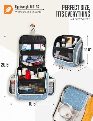 VENTURE 4TH Hanging Travel Toiletry Bag, 17 Compartments - Blue Flowers - color: Blue Flowers