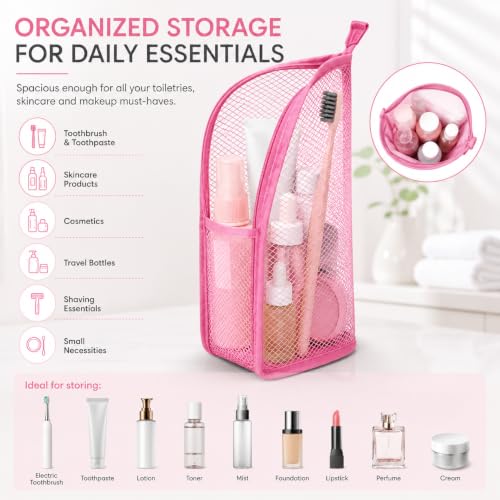 4 Pack Standing Makeup Bags, Waterproof Foldable Travel Toiletry Bags