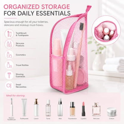 4 Pack Standing Makeup Bags, Waterproof Foldable Travel Toiletry Bags