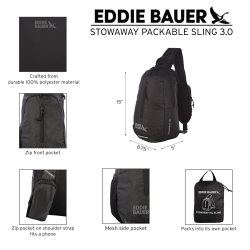 Eddie Bauer Stowaway Packable Sling Bag | Travel | Outdoor | Lightweight | Compact | Ripstop Nylon, Lilac-10L - color: Lilac