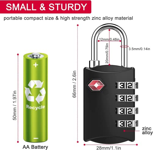 ZHEGE Luggage Locks for Train Travel, TSA Locks for Luggage (2 Pack, Black) - color: Black, 2P