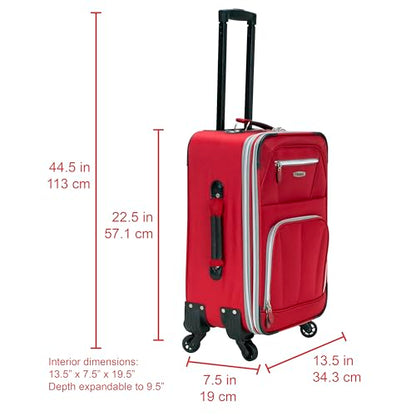 Rockland Pasadena Expandable Spinner Carry-on 19", Red - color: Red