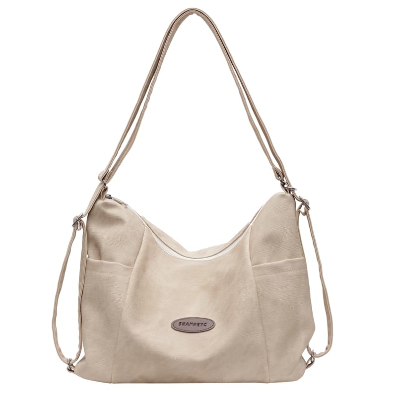 Convertible Backpack for Women, 3-in-1 Shoulder Crossbody Hobo Bag - color: Khaki