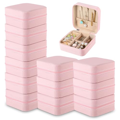 SHENLIU 12 Pcs Mini Pink Travel Jewelry Case Bridesmaid Proposal Gift Boxes - color: Pink